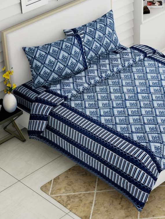 king size premium pure cotton double bedsheet with two pillow covers