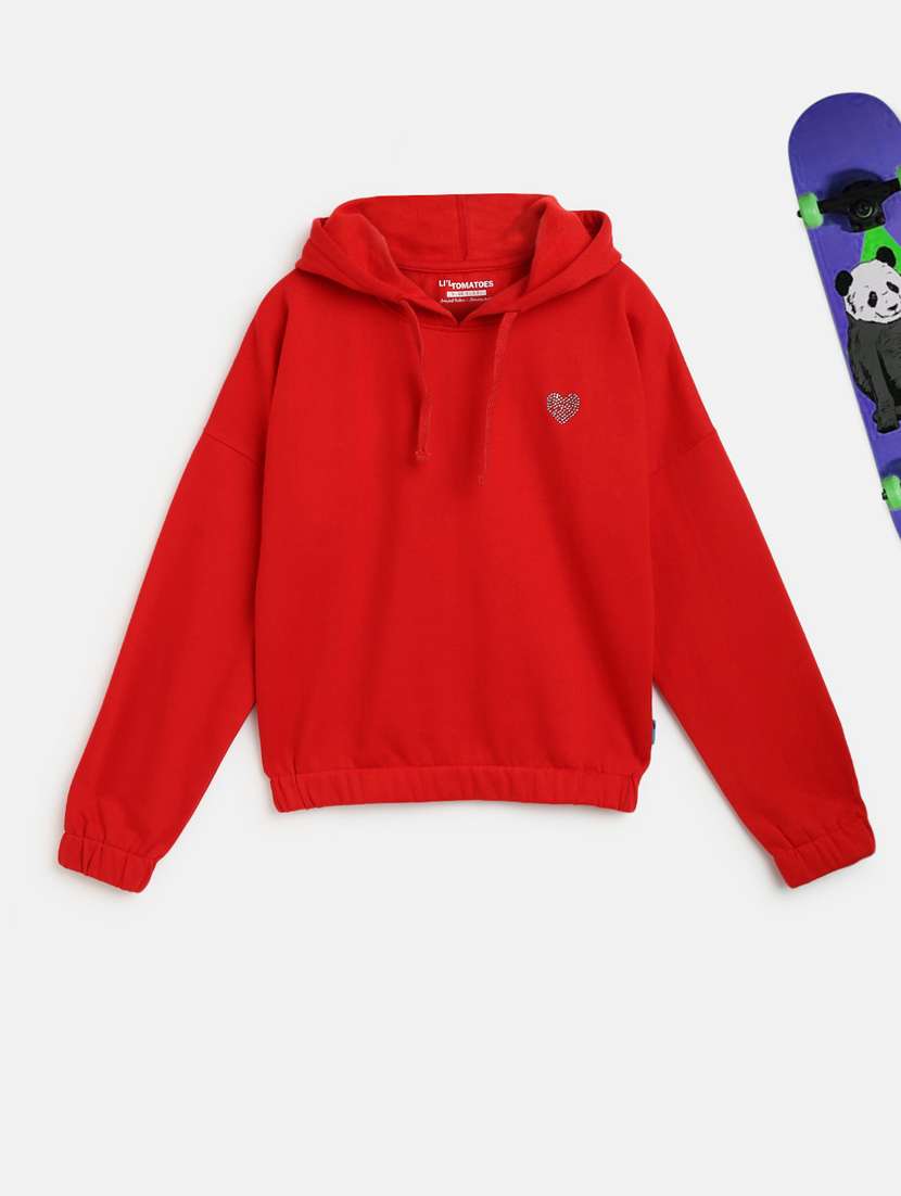 red solid sweatshirt