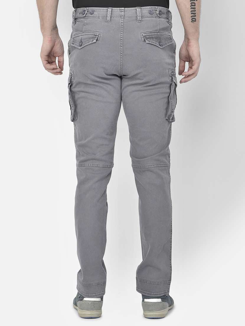 grey solid cargo casual trouser - 18117617 - Standard Image - 2