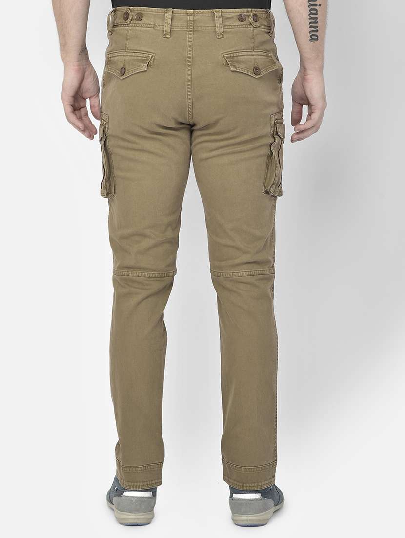 green solid cargo casual trouser - 18117618 - Standard Image - 2