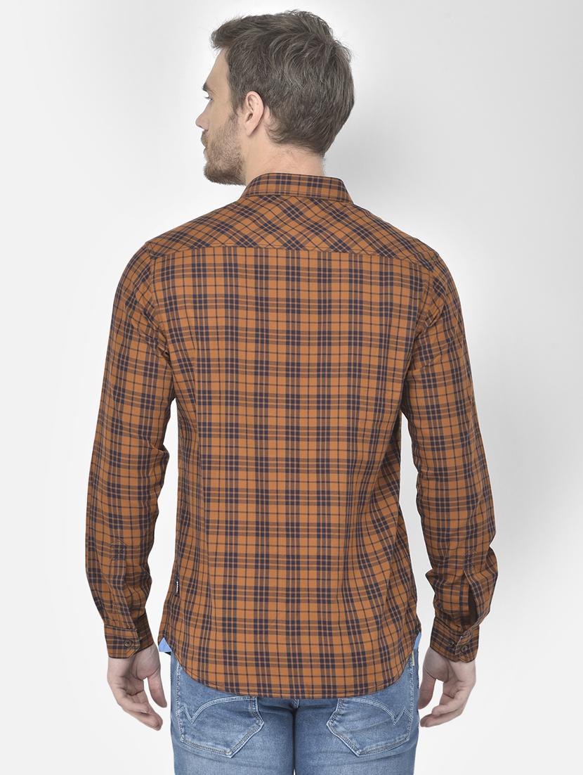 orange checked casual shirt - 18117629 - Standard Image - 2
