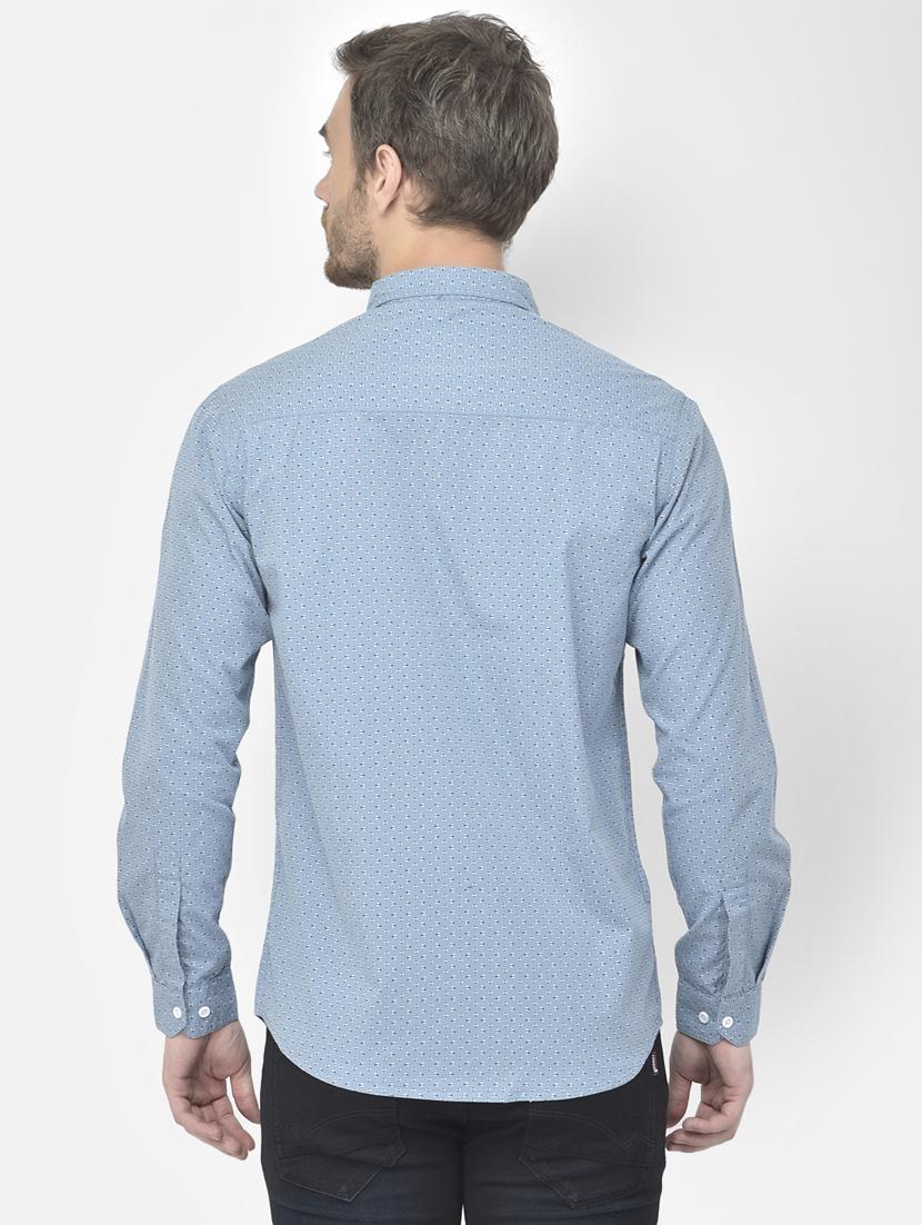 light blue printed casual shirt - 18117632 - Standard Image - 2