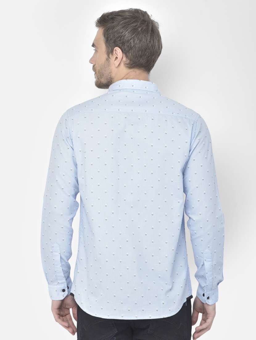 light blue printed casual shirt - 18117639 - Standard Image - 2