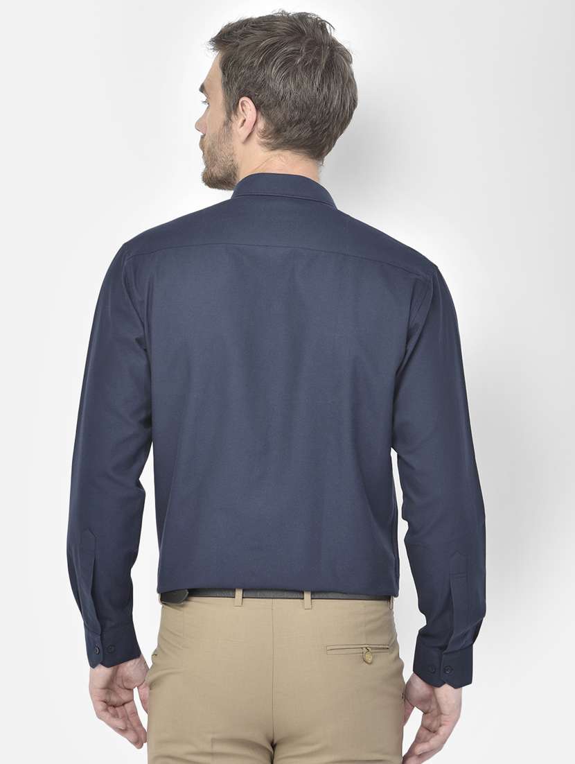 navy blue solid formal shirt - 18117647 -  Standard Image - 2