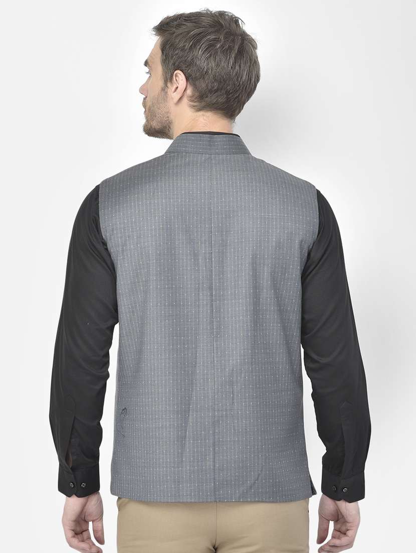 black polyester blend nehru jacket - 18117678 -  Standard Image - 2