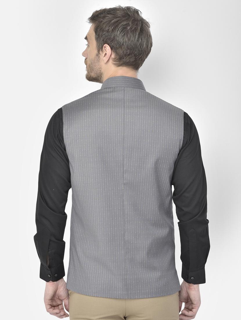 grey polyester blend nehru jacket - 18117679 - Standard Image - 2