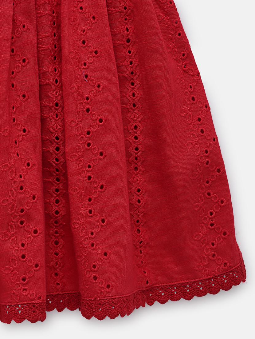 red solid schiffli frock - 18118677 - Standard Image - 2