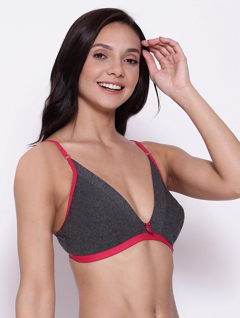 grey solid plunge bra - 18119706 - Standard Image - 2