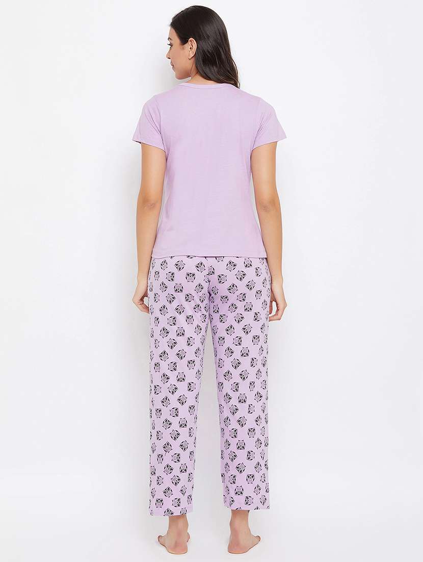 purple printed pyjama set  - 18119981 -  Standard Image - 2