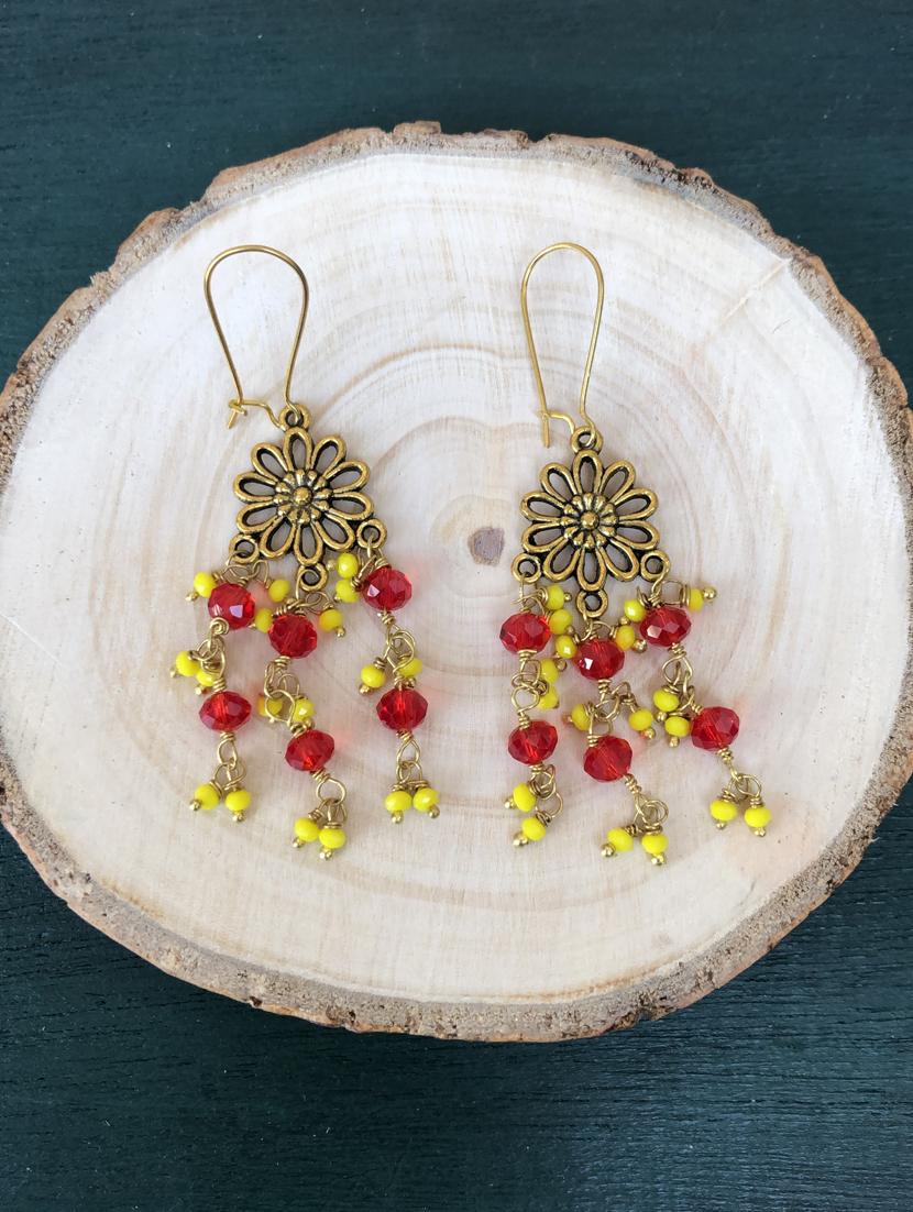 red brass hoop earrings - 18121053 -  Zoom Image - 0