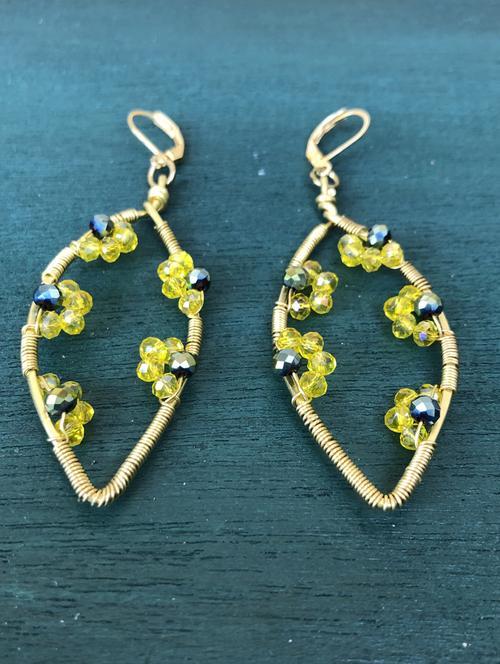 yellow crystal hoop earrings - 18121054 - Standard Image - 0