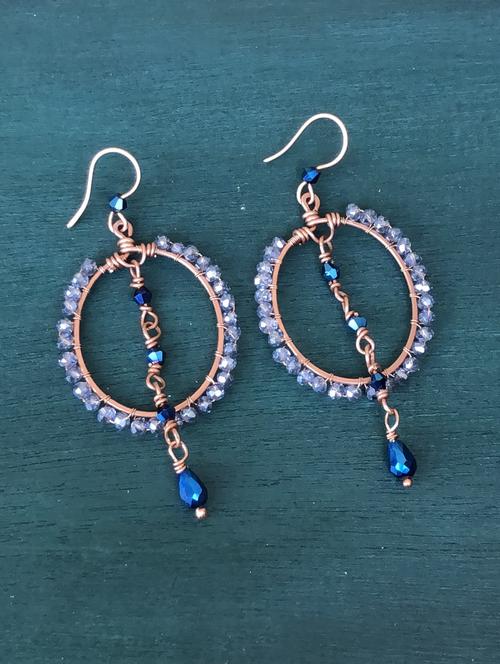 blue crystal drop earrings - 18121057 - Standard Image - 0