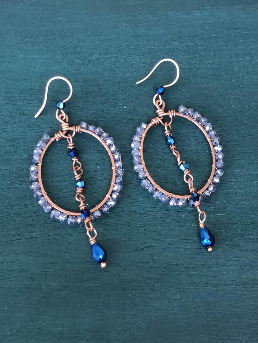 blue crystal drop earrings - 18121057 - Zoom Image - 0