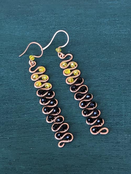 black copper drop earrings - 18121059 - Standard Image - 0