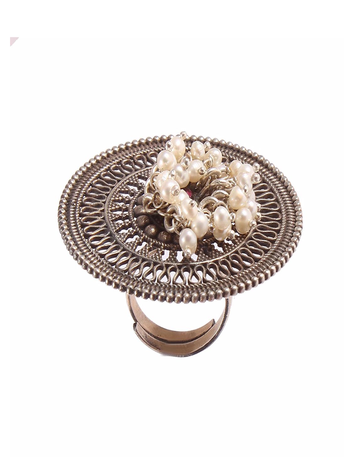 white silver finger ring - 18138018 - Zoom Image - 0