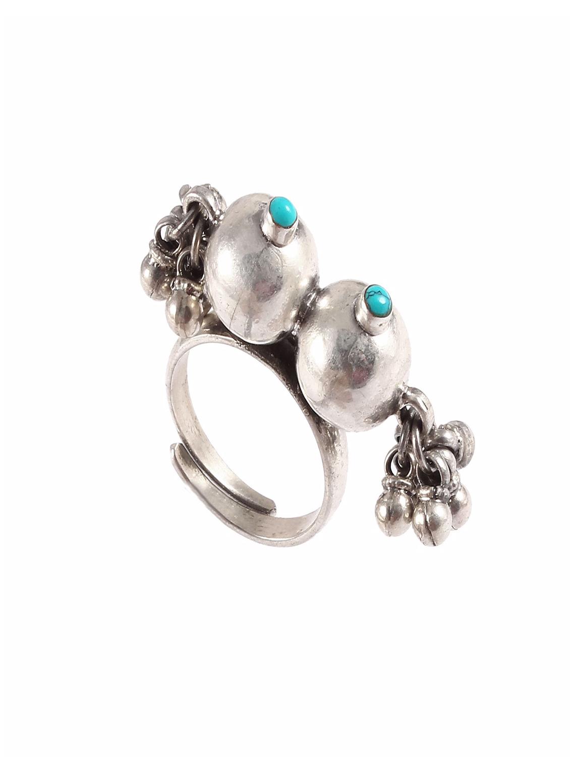 blue silver finger ring - 18138022 - Zoom Image - 0