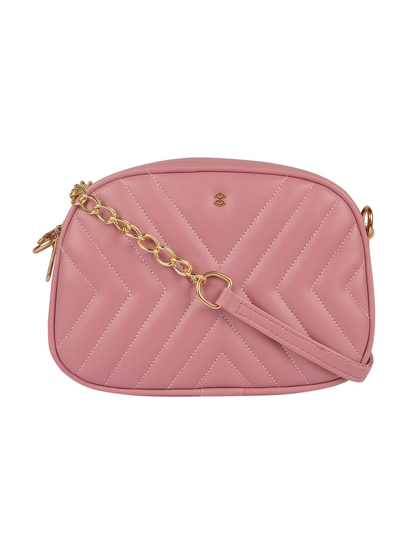 pink leatherette (pu) sling bag