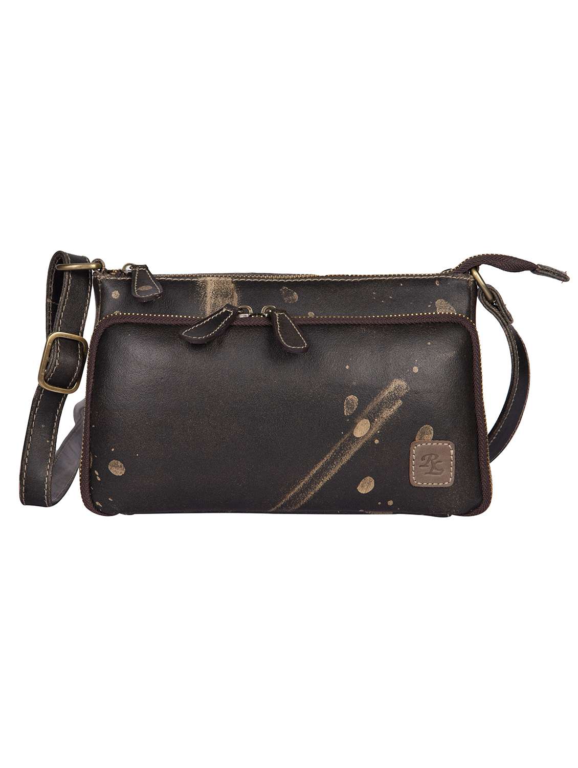 gold suede sling bag