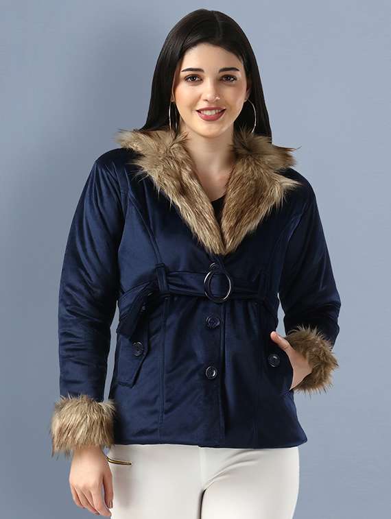 lapel neck fur jacket jacket