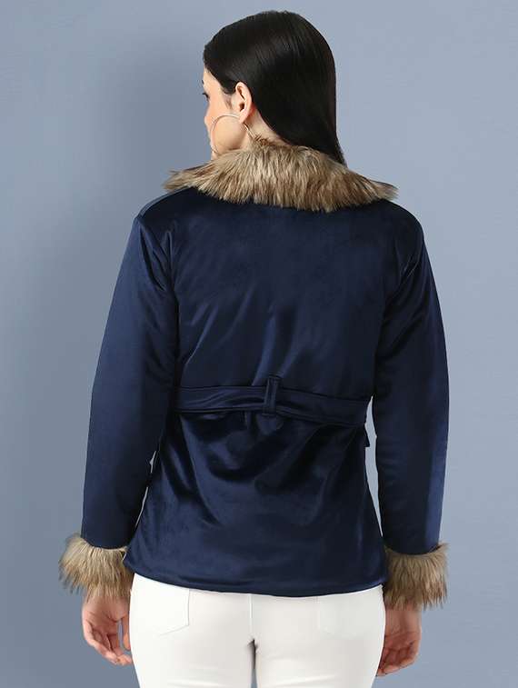 lapel neck fur jacket jacket - 18138366 -  Standard Image - 2