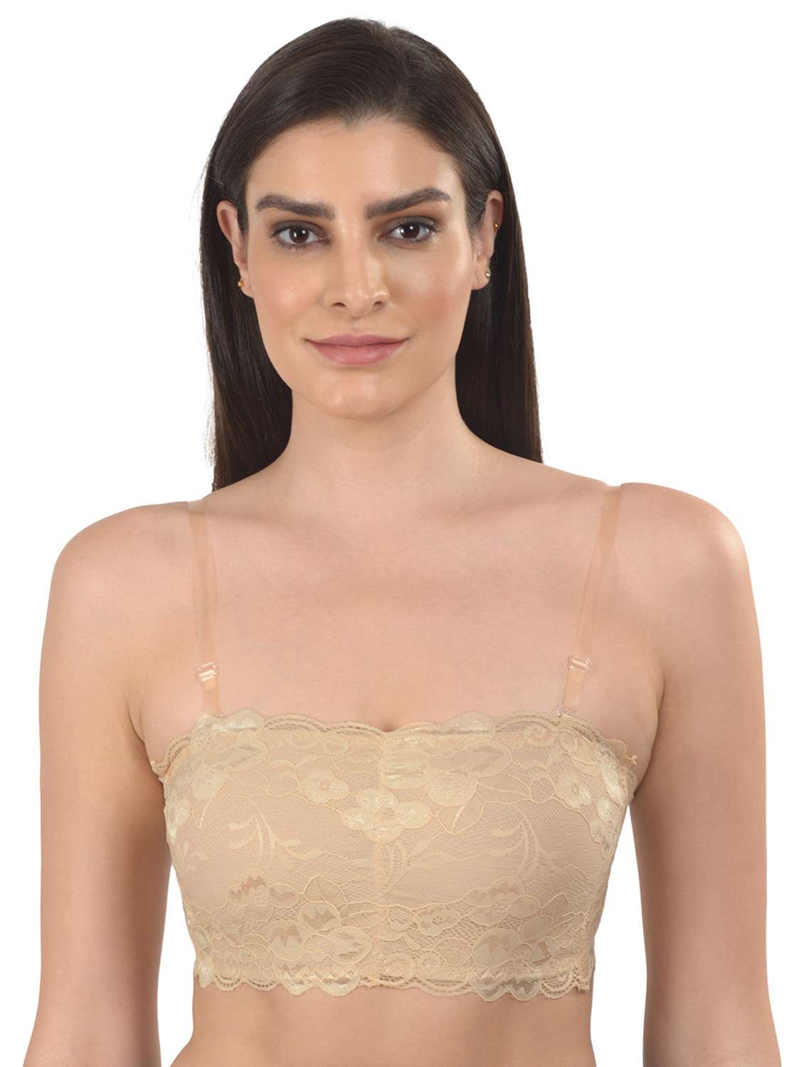 beige solid regular bra
