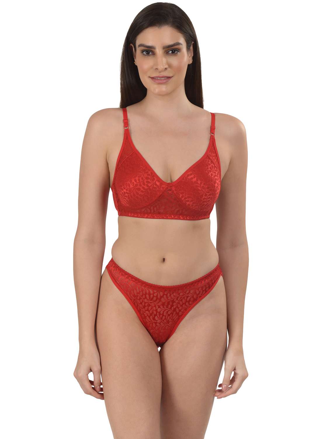 red printed bras and panty set