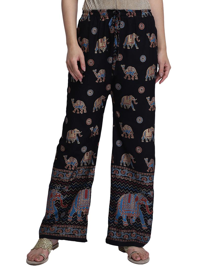 black printed palazzo - 18139763 -  Zoom Image - 0