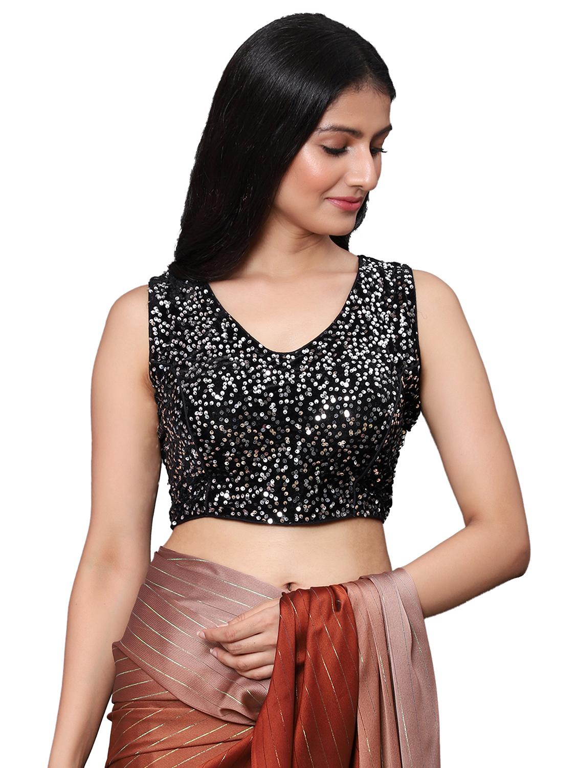 brown chiffon draped saree with blouse - 18139801 - Standard Image - 2