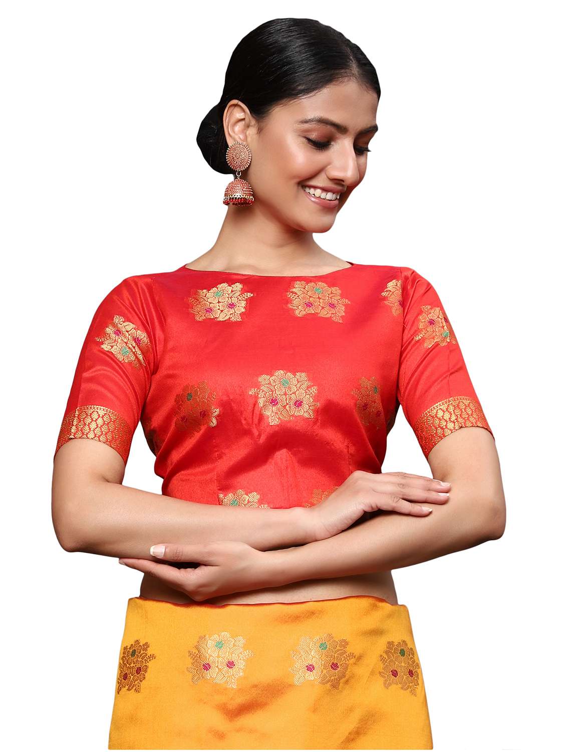 zari work woven saree with blouse - 18139823 - Standard Image - 2