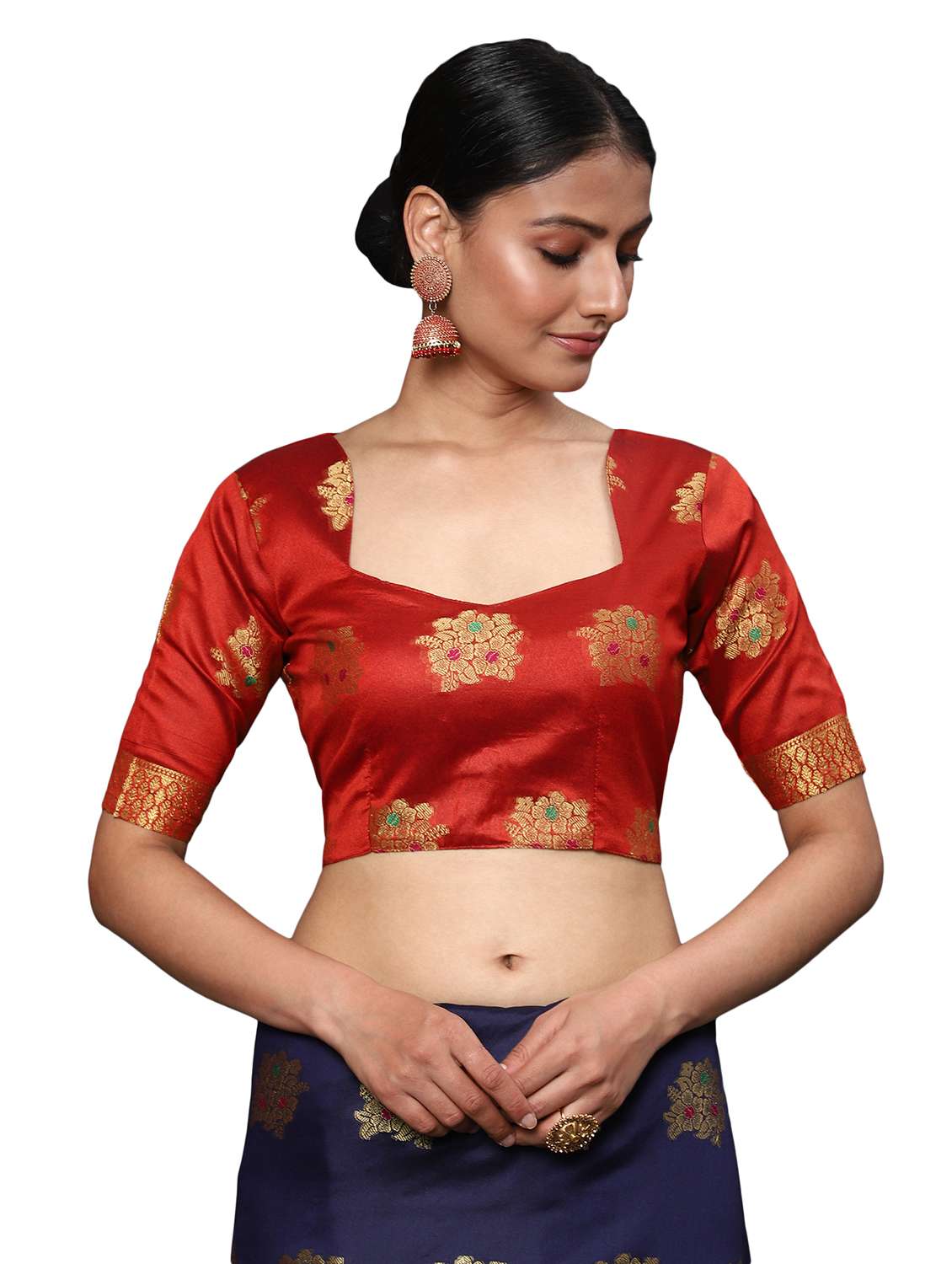 zari work woven saree with blouse - 18139825 - Standard Image - 2