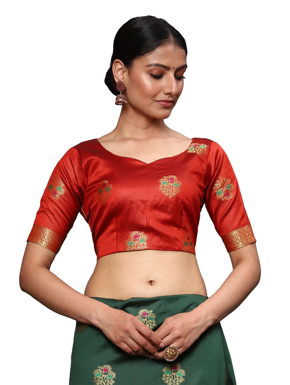 zari work woven saree with blouse - 18139830 - Standard Image - 2