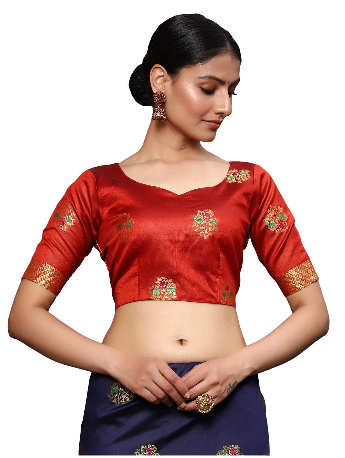 zari work woven saree with blouse - 18139831 - Standard Image - 2