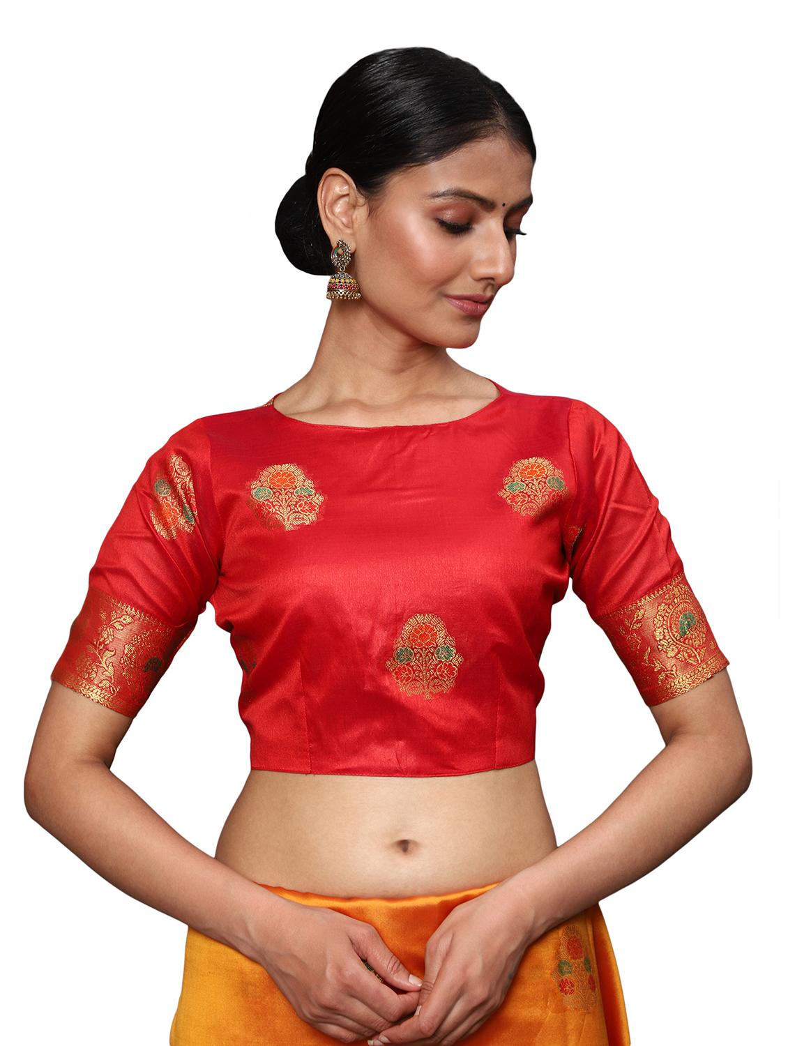 zari work woven saree with blouse - 18139841 - Standard Image - 2