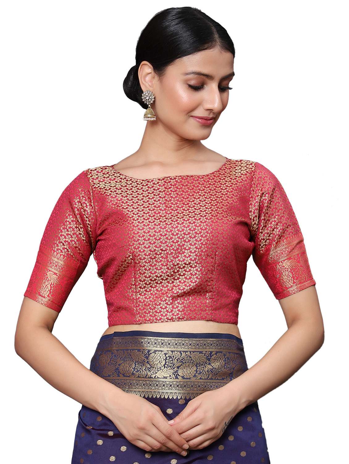zari work woven saree with blouse - 18139857 - Standard Image - 2