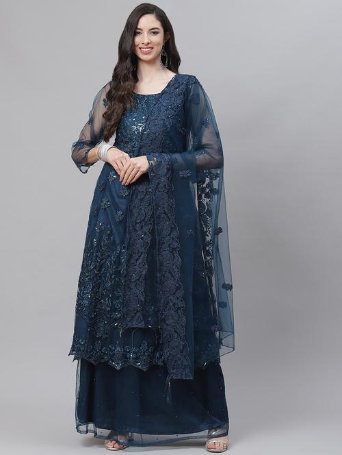 blue net unstitched suit - 18139901 - Standard Image - 0