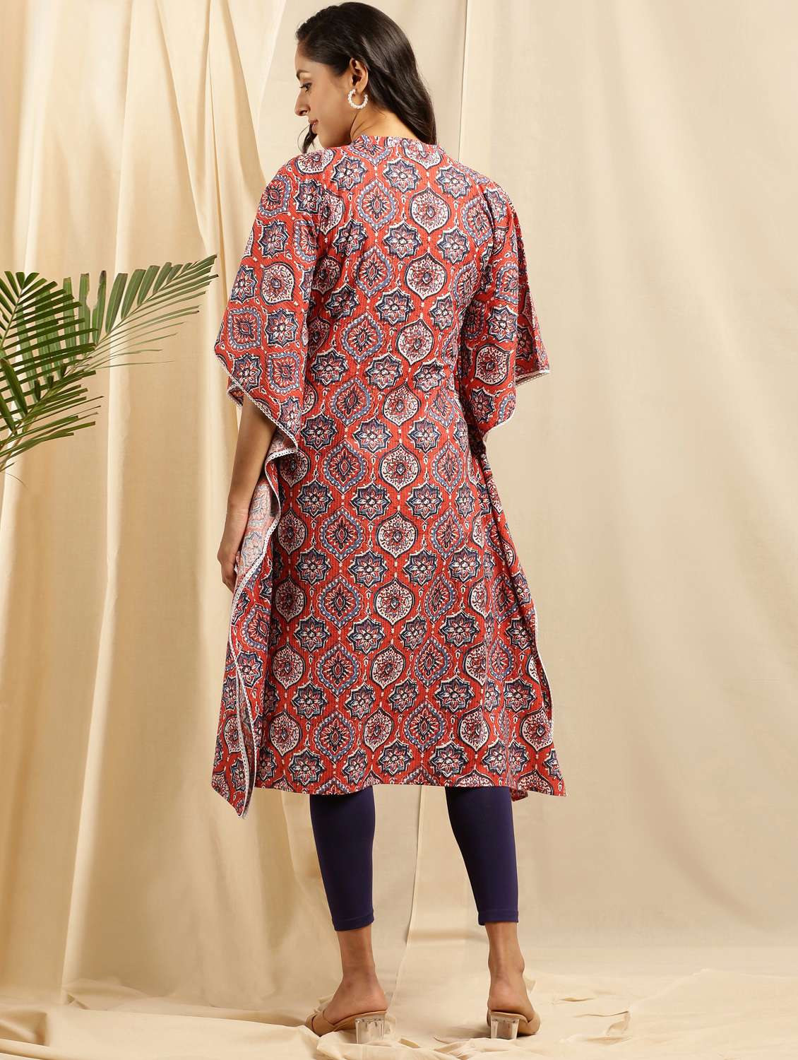 orange cotton kaftan kurta - 18140758 - Standard Image - 2