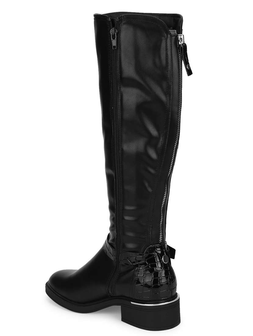 black pu knee length  boots - 18140992 -  Standard Image - 2