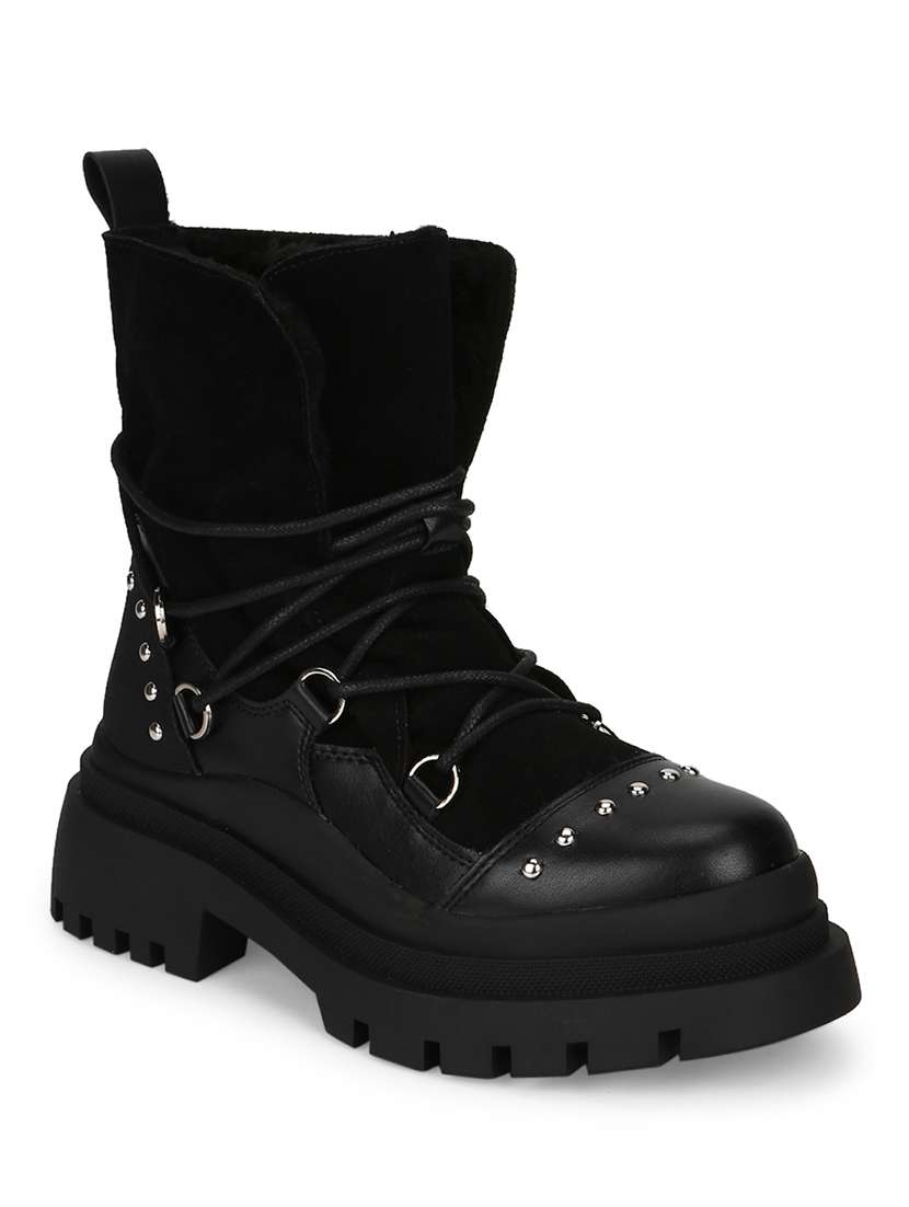 black pu ankle  boots