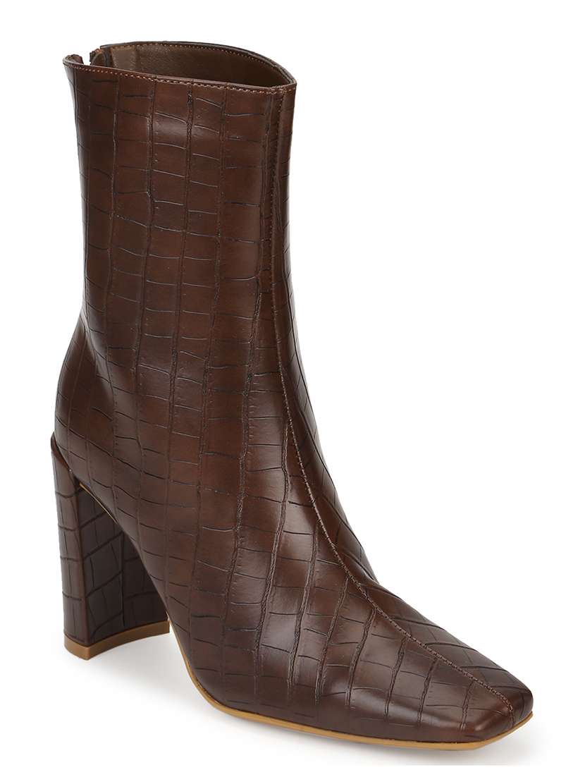 brown pu ankle  boots