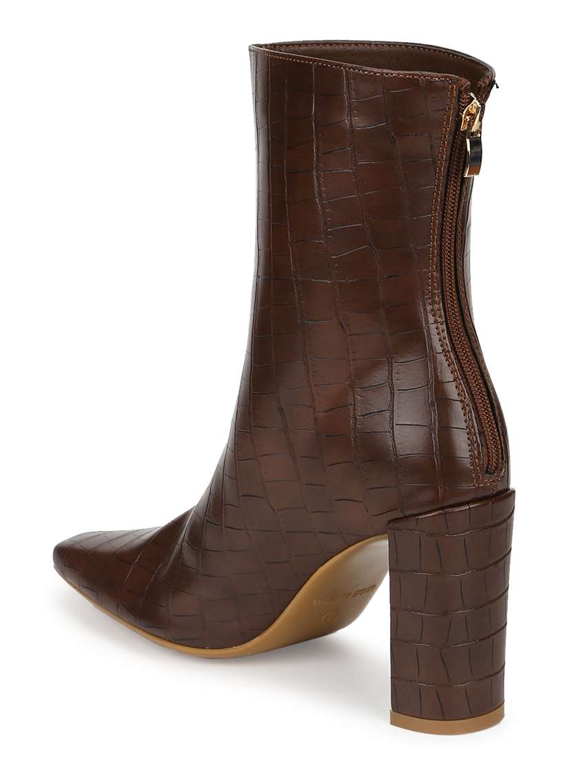 brown pu ankle boots - 18141005 - Standard Image - 2
