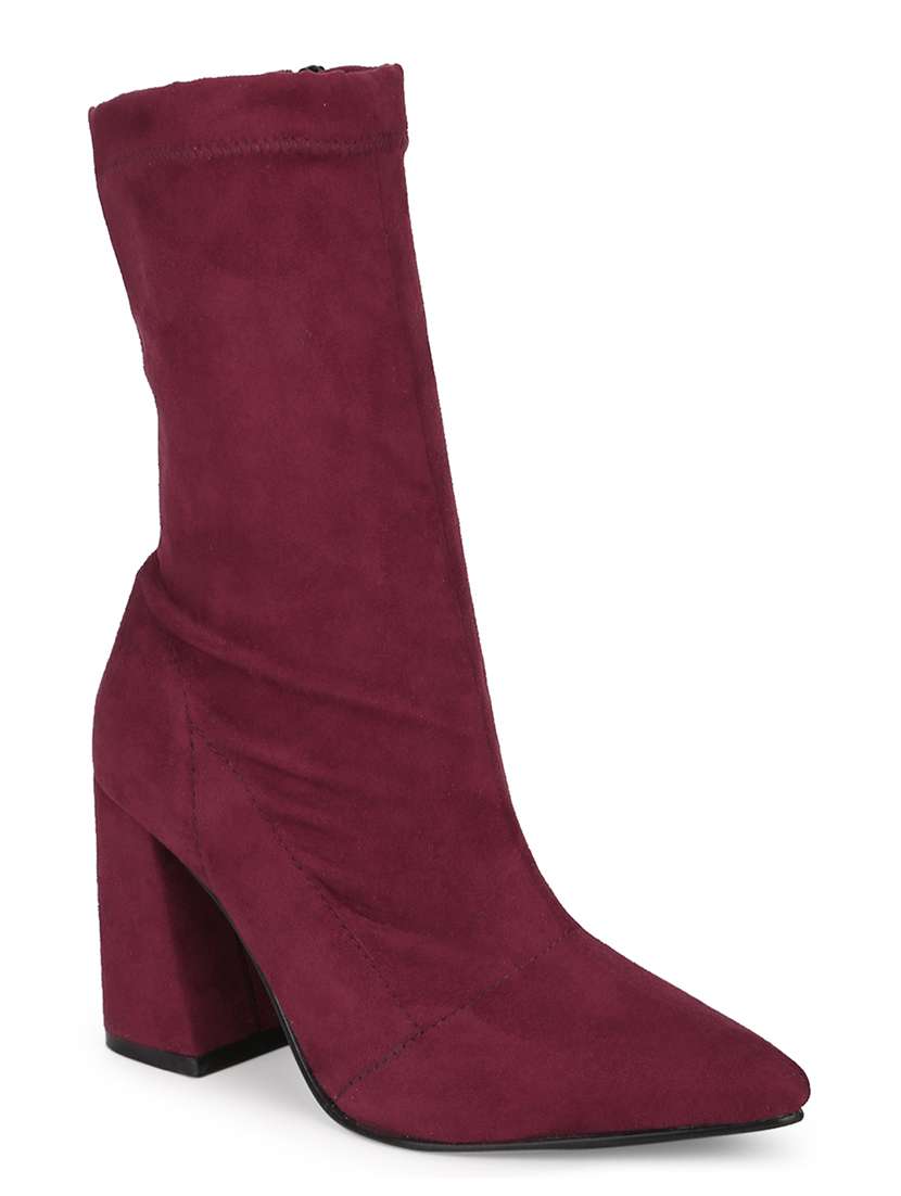 maroon suede calf  boots