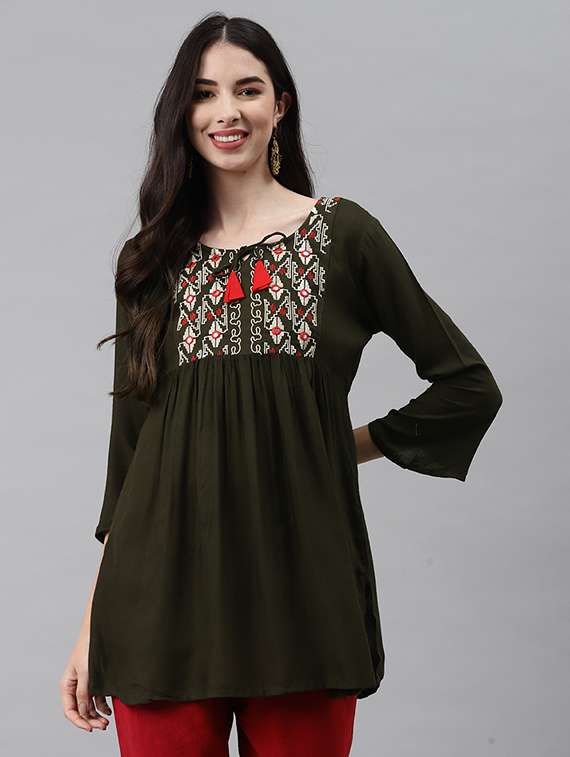 embroidered a-line kurti