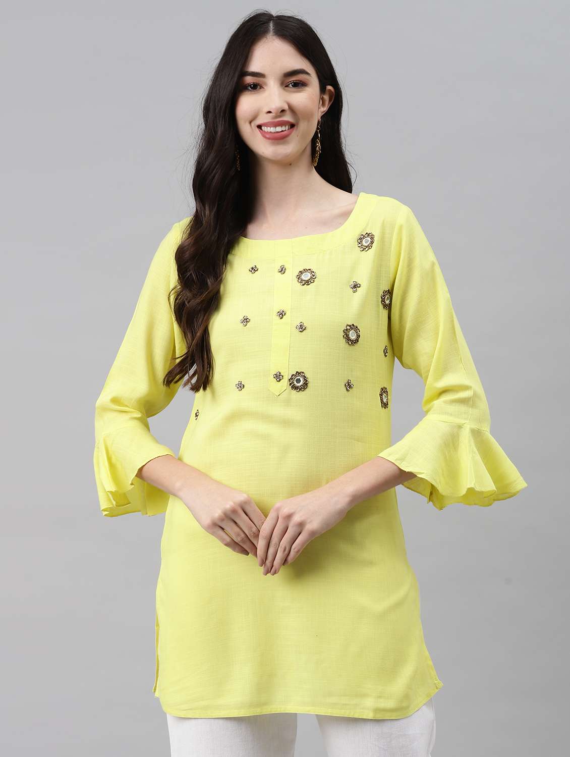 embellished straight kurti
