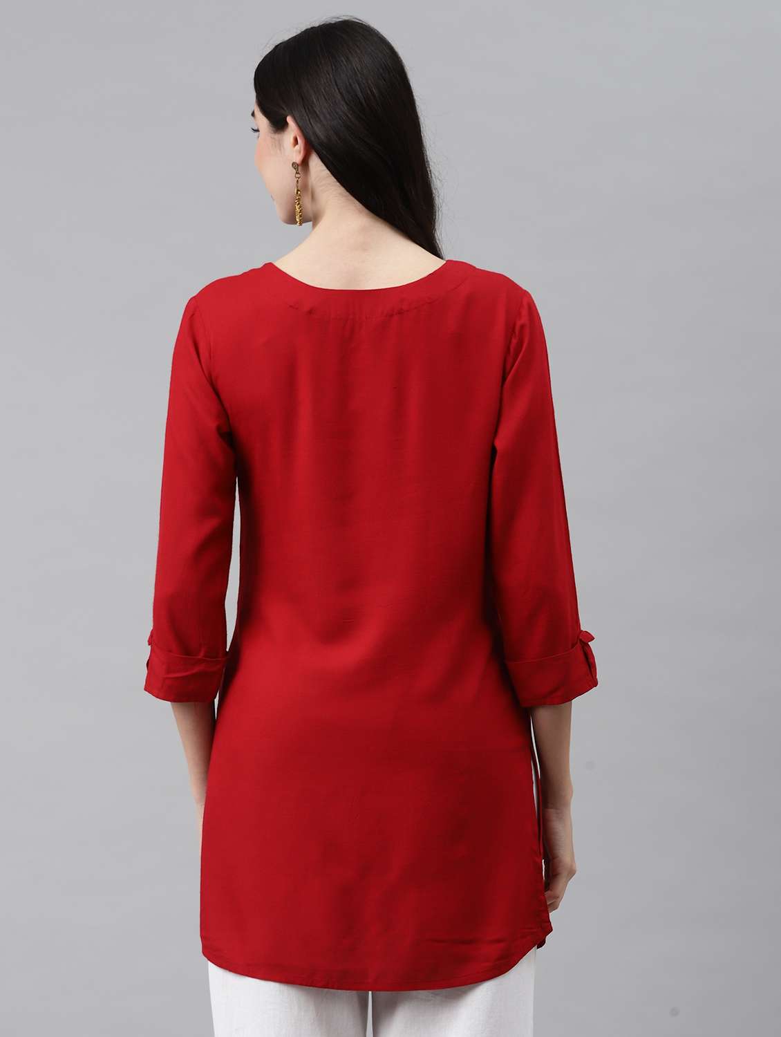 maroon embellished straight kurti - 18141222 - Standard Image - 2