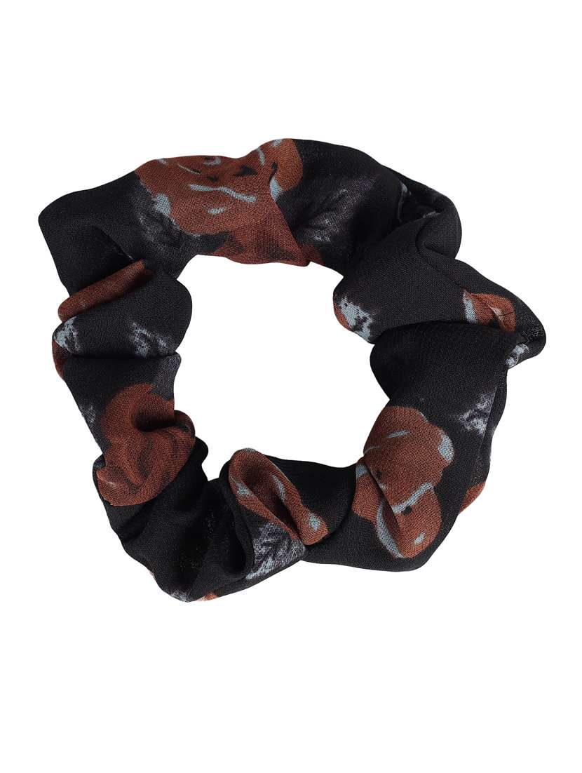 set of 5 multi coloured printed scrunchies