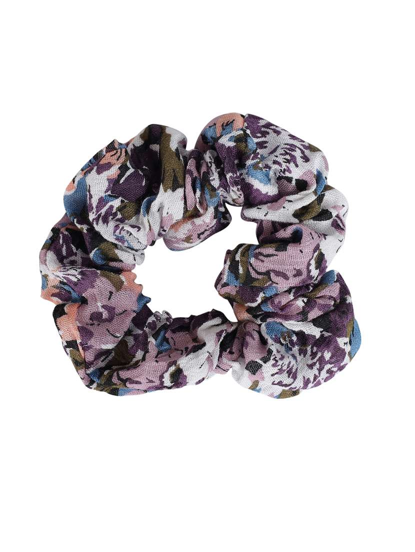 set of 5 multi coloured printed scrunchies