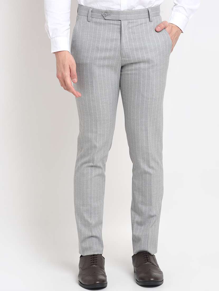 grey striped formal trouser