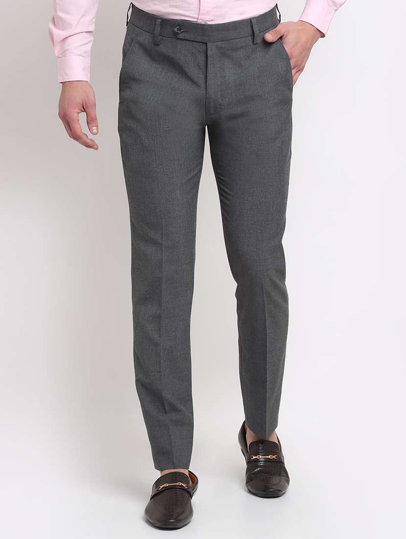 charcoal-grey solid formal trouser