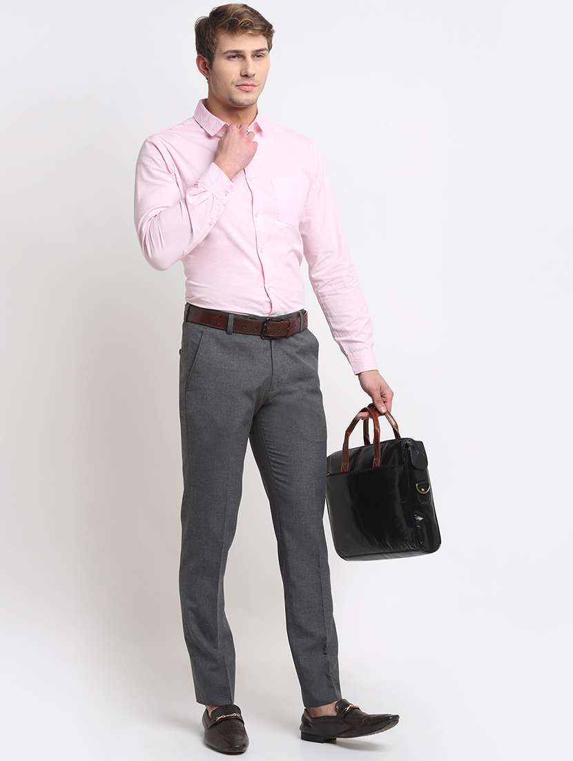 Charcoal Grey Solid Formal Trouser