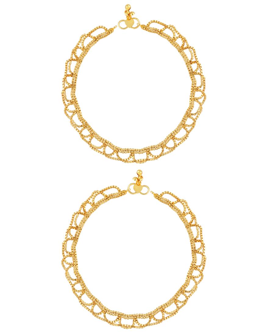 gold metal anklets and payal - 18145213 - Standard Image - 2